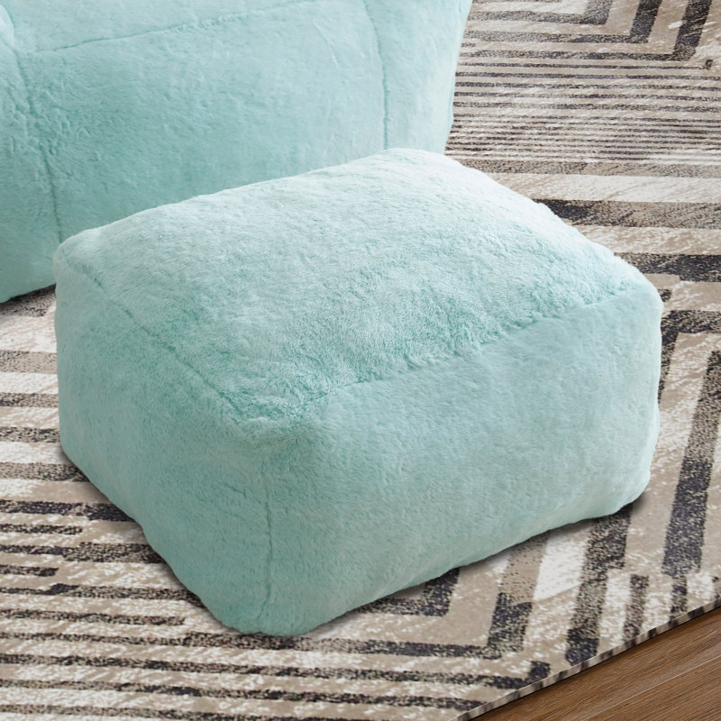 Fauteuil à billes moderne, fauteuil de lecture rembourré avec repose-pieds, Bleu clair