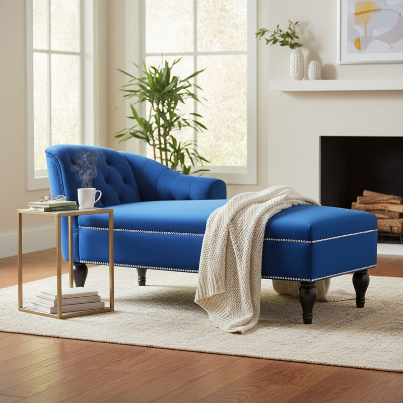 Chaise longue rembourrée Eilzabeth, Bleu
