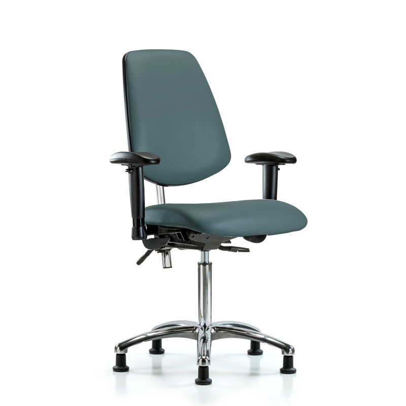 Chaise de tâches ergonomique Octavia, Bleu colonial, Patins, Inclus