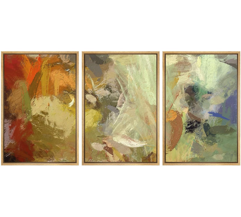 Vert, gris, jaune, peinture, tache, affichage, formes abstraites, illustrations, art moderne, bohème, coloré