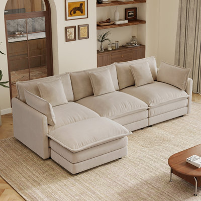 Canapé modulaire surdimensionné à 3 places avec un repose-pieds en forme de L avec repose-pieds pour le salon