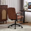 Ergonomic Pu Leather Mid Back Office Chair With 40 Reclining Back, Wheels, Arms, 360 Swivel, Adjustable Height, Brown, Double Sponge Cushion, Ideal For Living Room Entertaining Brown Padded , Swivel