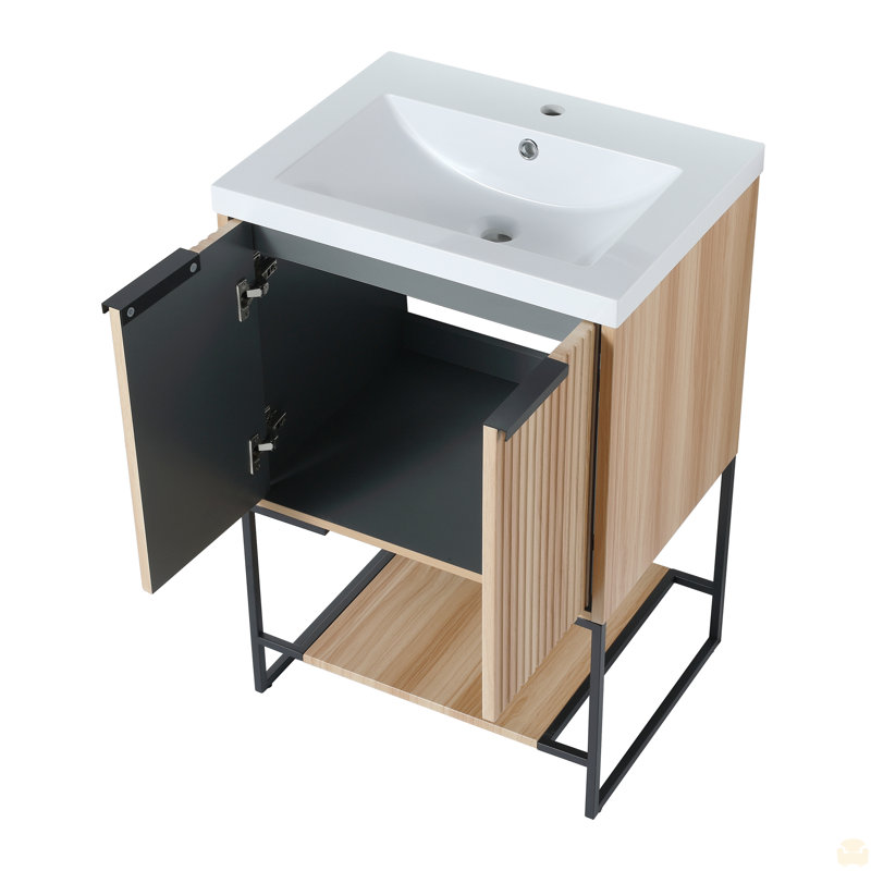 Meuble-lavabo autoportant de 24 po avec lavabo en résine
