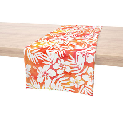 Table Runner, 100% Cotton, 16X108", Hibiscus Island Style