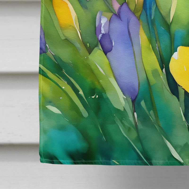 Freesias dans le drapeau de la maison à l'aquarelle