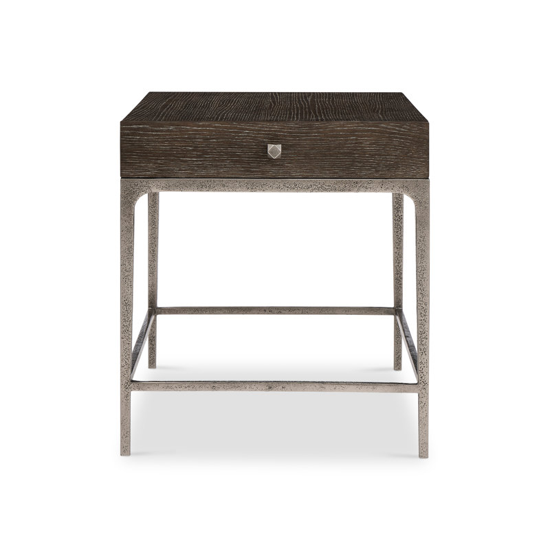 Linea End Table with Storage, Linea - Cerused Charcoal Finish