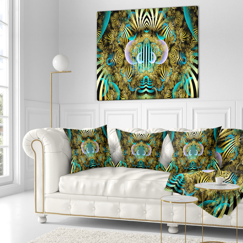 Motif de fée magique - coussin abstrait imprimé, Brun, 16 po x 1 po, Coussin décoratif