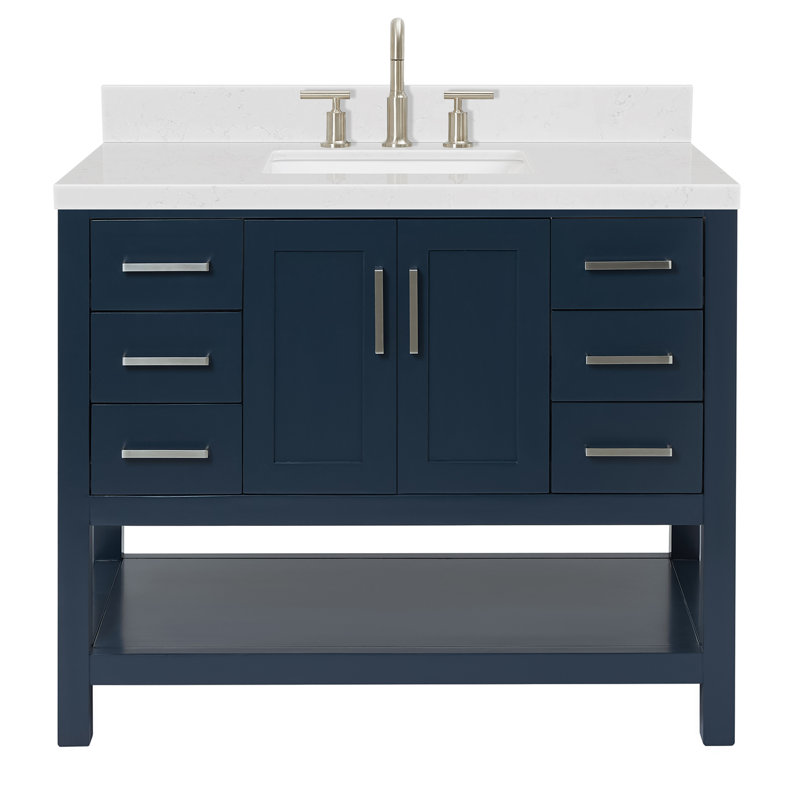 ARIEL Magnolia 42 Single Bathroom Vanity with Top, Midnight Blue, Rectangular