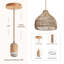 Arthav 1 - Luminaire suspendu en fibre de palmier Dreamy - Luminaire suspendu 1 lumière à dôme naturel tissé à la main à dôme naturel pour îlot de cuisine, cuisine, salle à manger, salon ou chambre à coucher de style bohème, champêtre, campagnard moderne et de style Mid-Century moderne-588512401-546800573-588512403