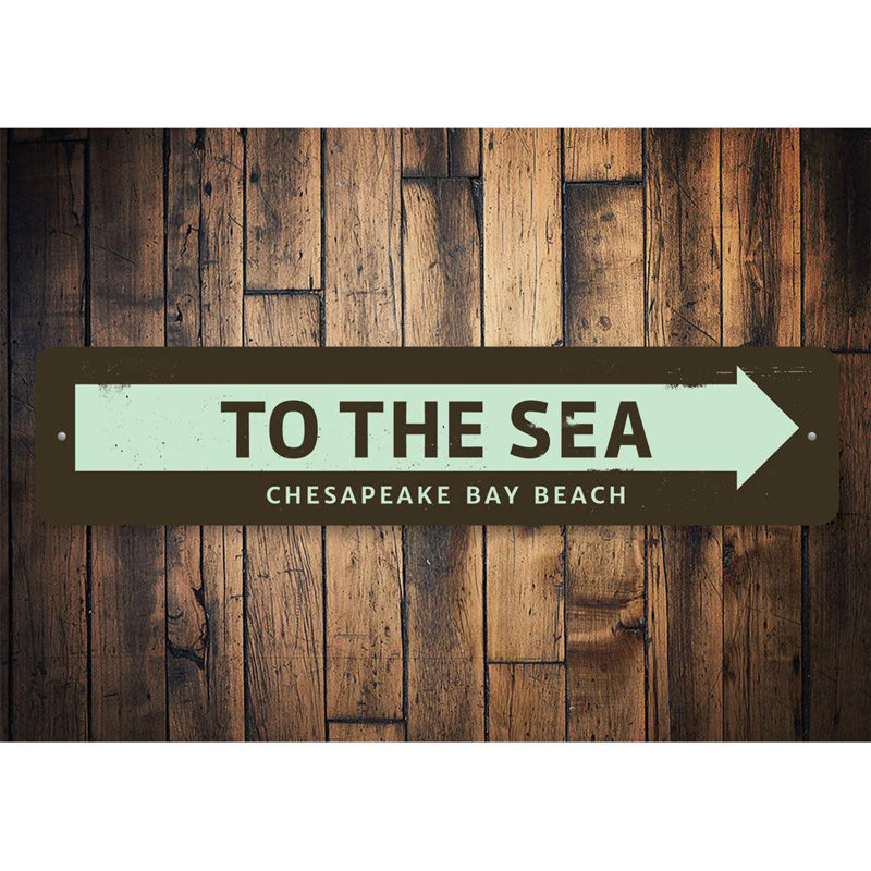 Enseigne en aluminium To The Sea, H 4 po x l 18 po x P 0,04 po