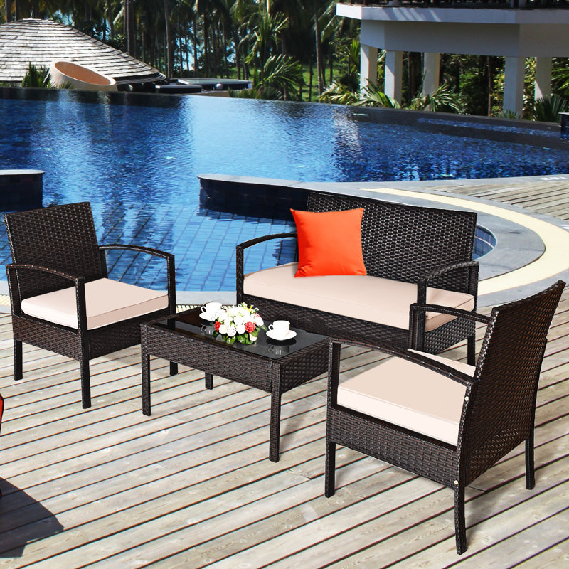 Bridley 4 - Person Patio Conversation Set with Cushions