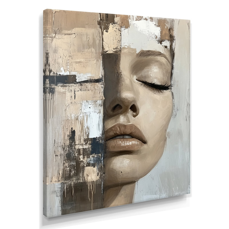 Art mural moderne encadré figuratif moderne femme abstraite II, H 44 po x l 34 po, Toile tendue
