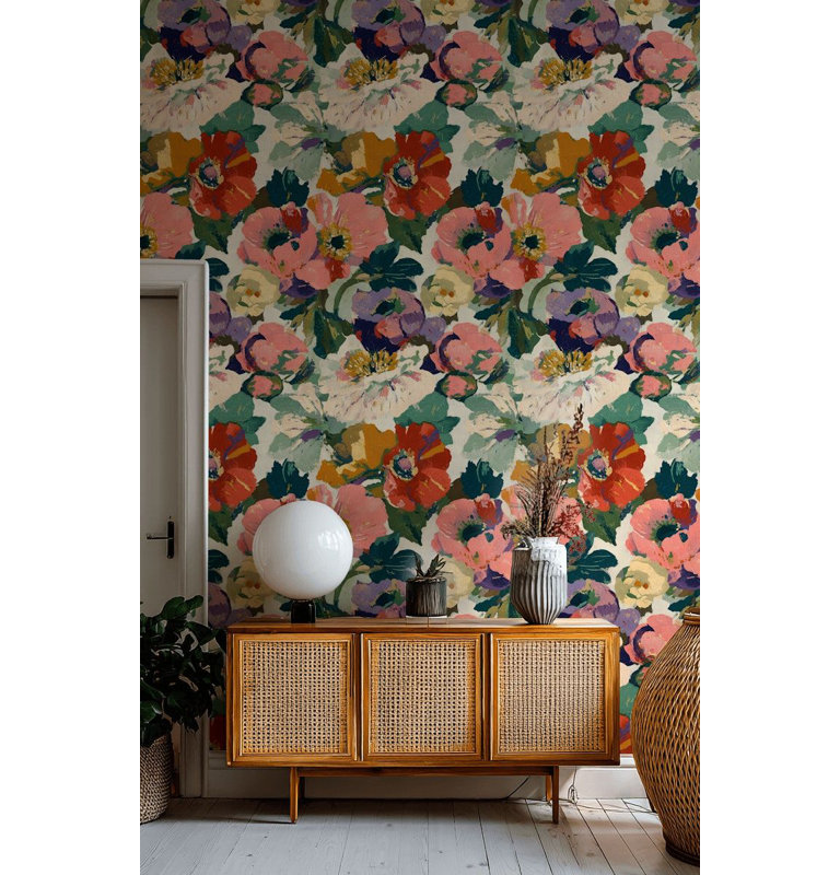 Papier peint floral rétro