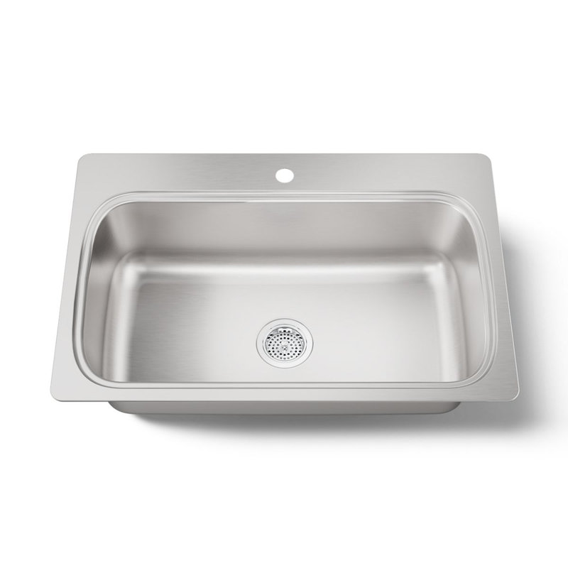 Verse 33" L x 22" W Top Mount Single Bowl Kitchen Sink, 1 Hole