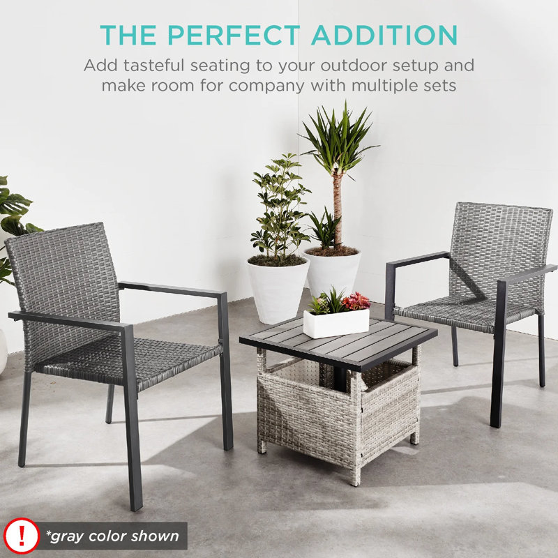 Set Of 2 Stackable Wicker Chairs, Taupe