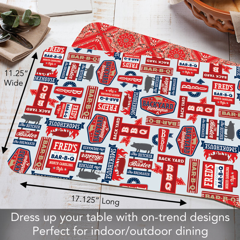 BBQ Life 4-Pack Reversible Easy Care Placemats