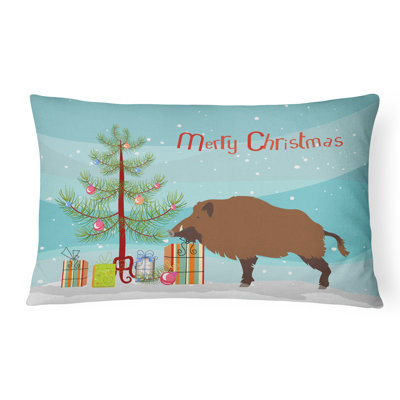  Coussin intérieur / extérieur Wild Boar Pig Christmas