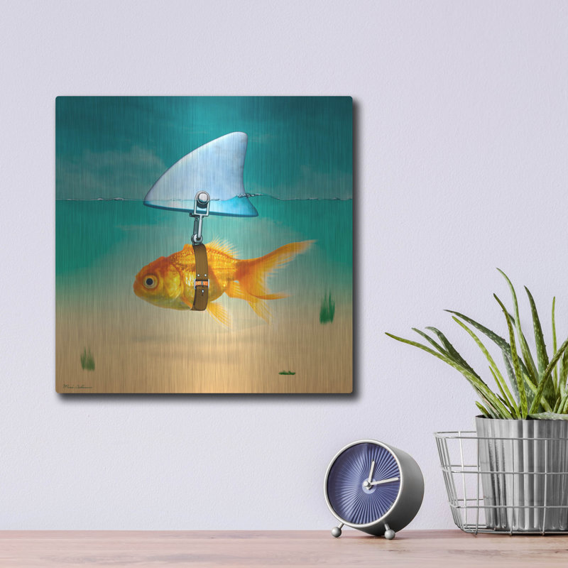 Ivy Bronx «Gold Fish» par Mark Ashkenazi, art mural en métal, H 12 po x l 12 po
