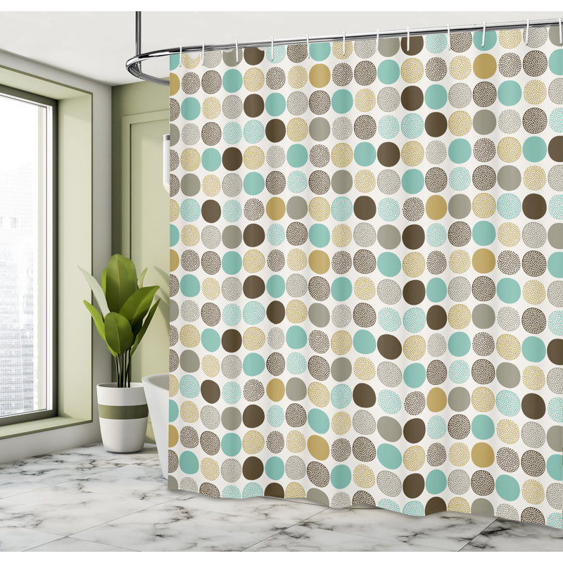 East Urban Home Polka Dot Shower Curtain Abstract Dots Pattern Multicolor, 70"H x 69"W