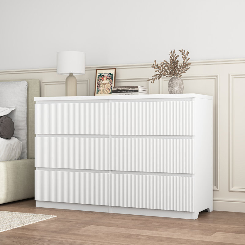 Commode cannelée 47 tiroirs l 47 po, Blanc