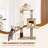 Cat Tree Tower, 41.7 in Wood Cat Condo with Sisal-Covered Scratching Posts and Plush Pom-pom, Multi-Level Climbing Cat Furniture with Jump Platform for Indoor Cats, Beige