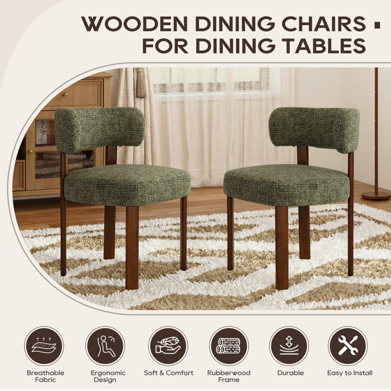48.5cm H Upholstered Upholstered Back Side Chair, Green Fabric
