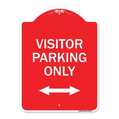 Signmission Designer Series Sign - Visitor Parking Sign Visitor Parking Only (With Bidirectional Arrow) | Red & White 18" X 24" Heavy-Gauge Aluminum Architectural Sign | Made In The USA