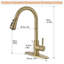 Robinet de cuisine doré avec plaque de pont et robinets de cuisine avec douchette extractible-119401664
