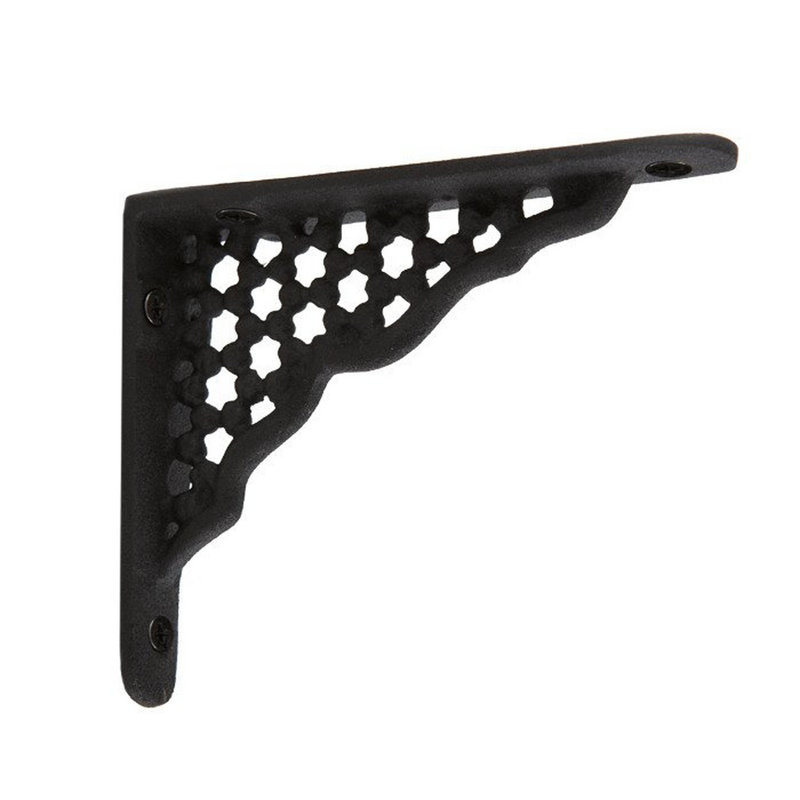 Small Honeycomb Cast Iron Shelf Bracket, Matte Black