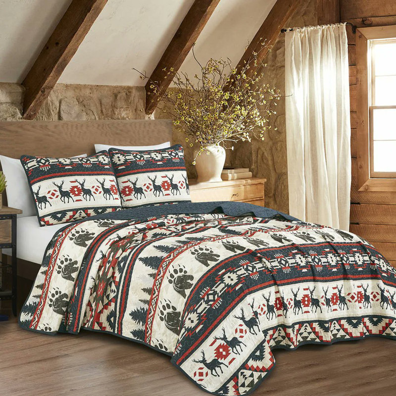 3 Piece Quilt Coverlet Bedspread Bedding Set, King Bedspread + 2 King Shams, Beige Striped