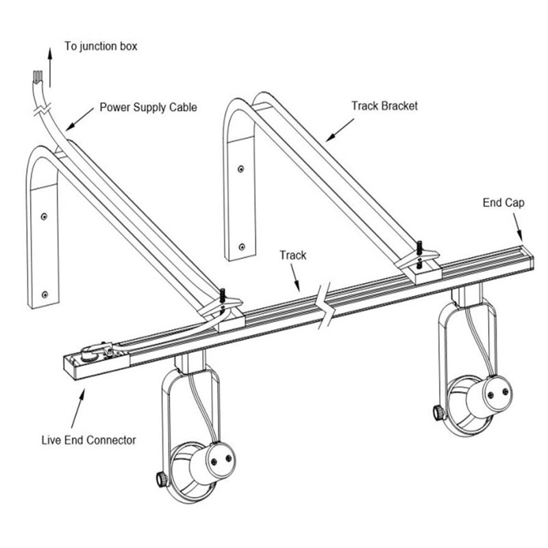Extending Track Bracket for Track Lighting System, White