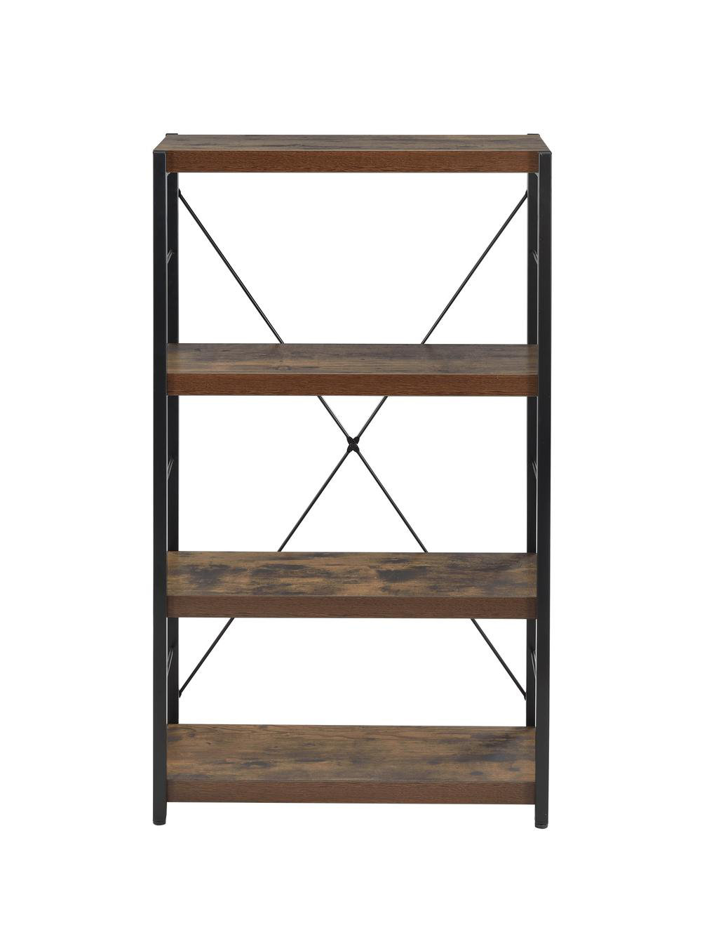 17 Stories Bob Weathered Oak & Black Finish Bookshelf – Modern Storage ...