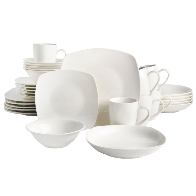 Service de table en porcelaine carrée 30 pièces Gibson Home Liberty Hill