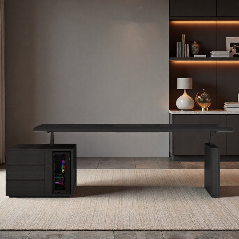 Height-adjustable desk computer table, Black, 52.76" H x 86.61" W x 33.46" D