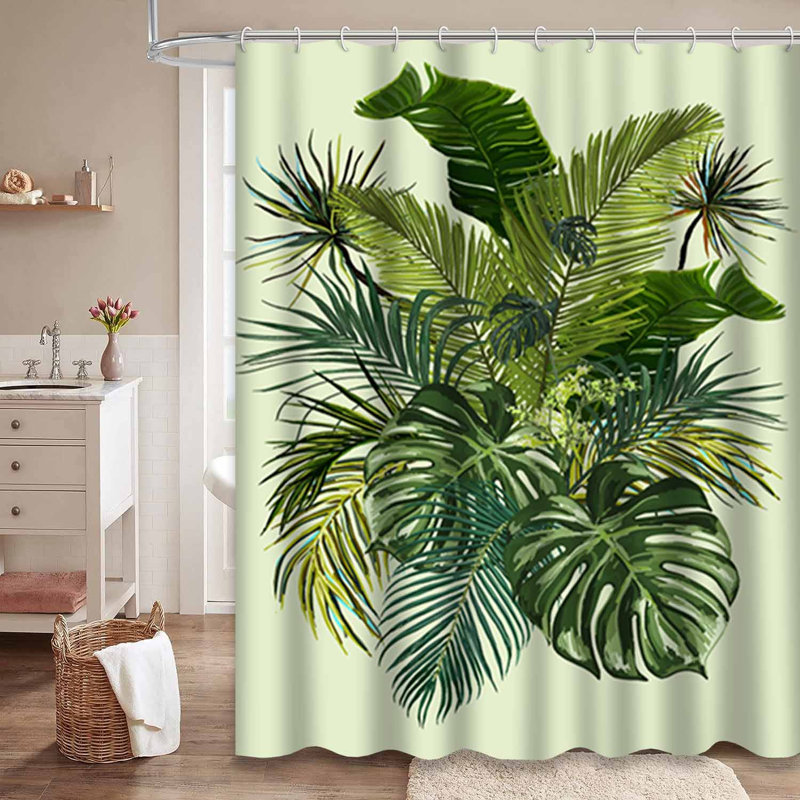 Rideau de douche imperméable à l'eau exotique Jungle Leaf, L 72 po x l 84 po