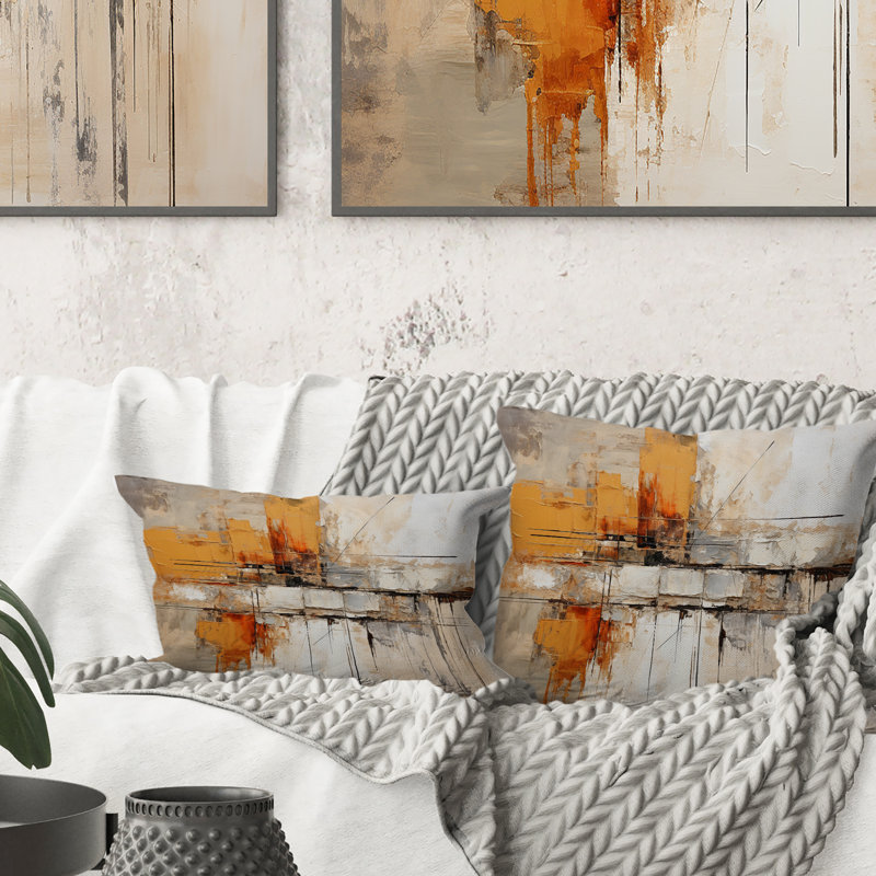 Coussin Orange Impressions II - Abstract Collages