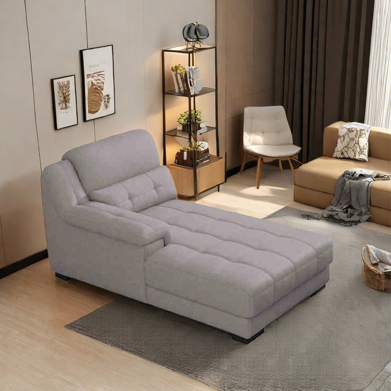 Fauteuil inclinable en coton et en lin à haute élasticité, Accoudoir à droite (vu de face), Gris clair