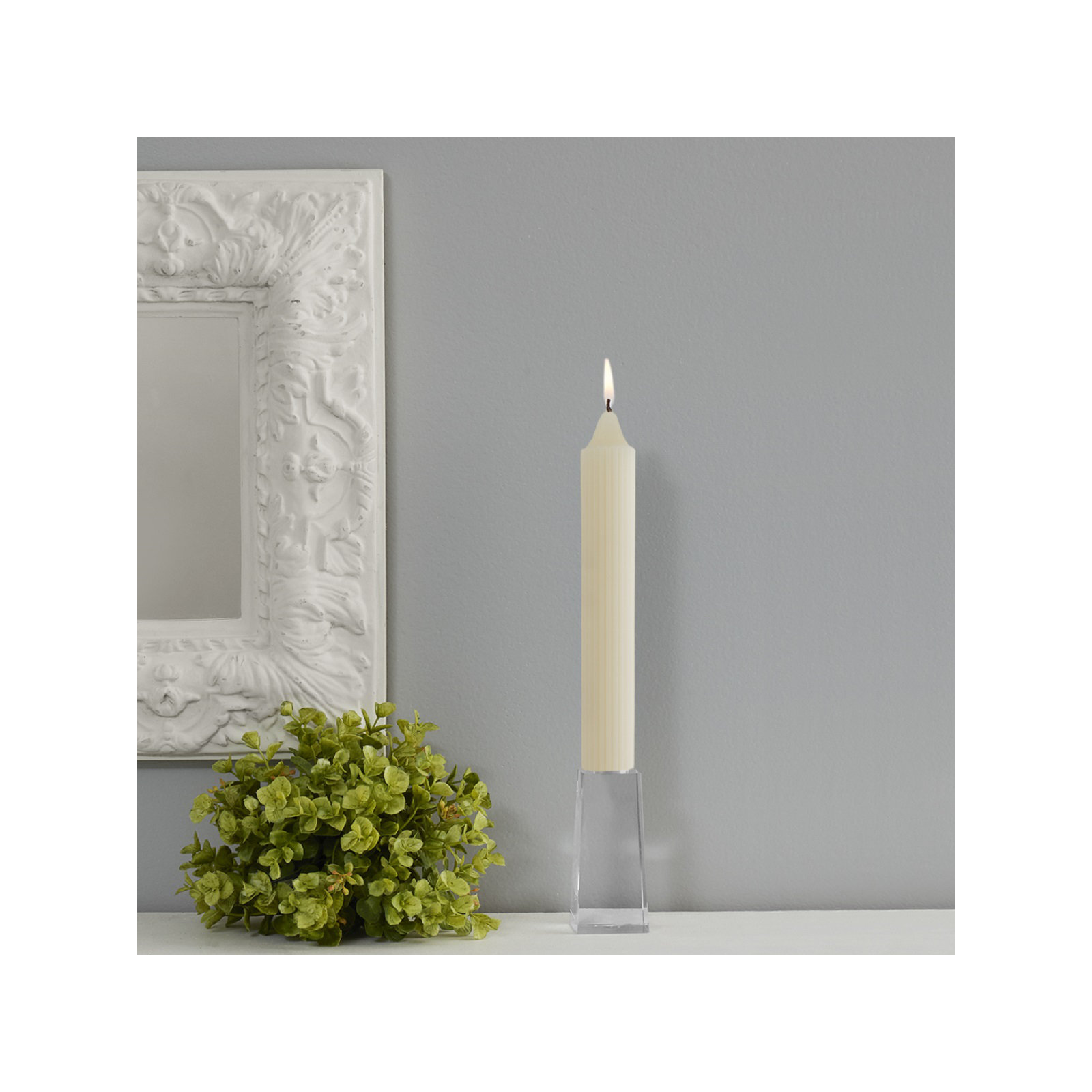 Grecian Collenette Unscented Taper Candle, 9" H x 1.25" W x 1.25" D, Ivory