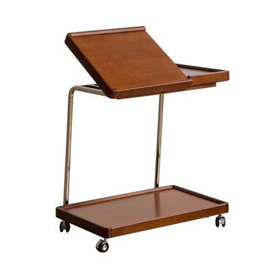 Solid Wood End Table with Wheels