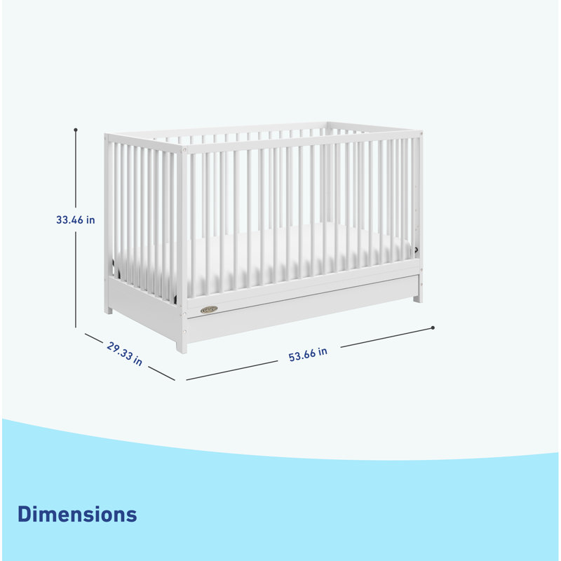 White Pine Wood 5-in-1 Convertible Crib with Drawer