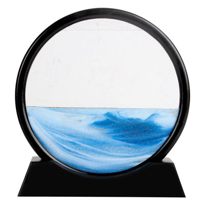 12" Art Painting Deep Sea Round Glass Desktop 3D Moving Sand Art Picture