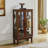 Cabinet Lighted Curio Diapaly Cabinet With Adjustable Shelves And Mirrored Back Panel-1302490164