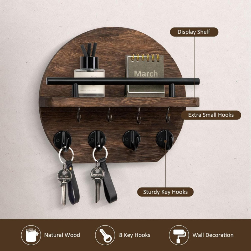 Manufactured Wood Wall Organizer, Brown