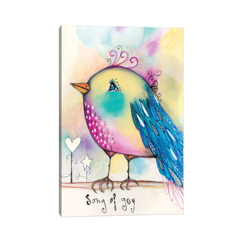 «Song Bird» par Tamara Laporte - reproduction de dessin sur toile tendue, H 40 po x l 26 po x P 1,5 po