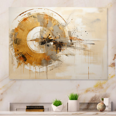 «Beige Abstract Archery Collage I», art mural abstrait en métal
