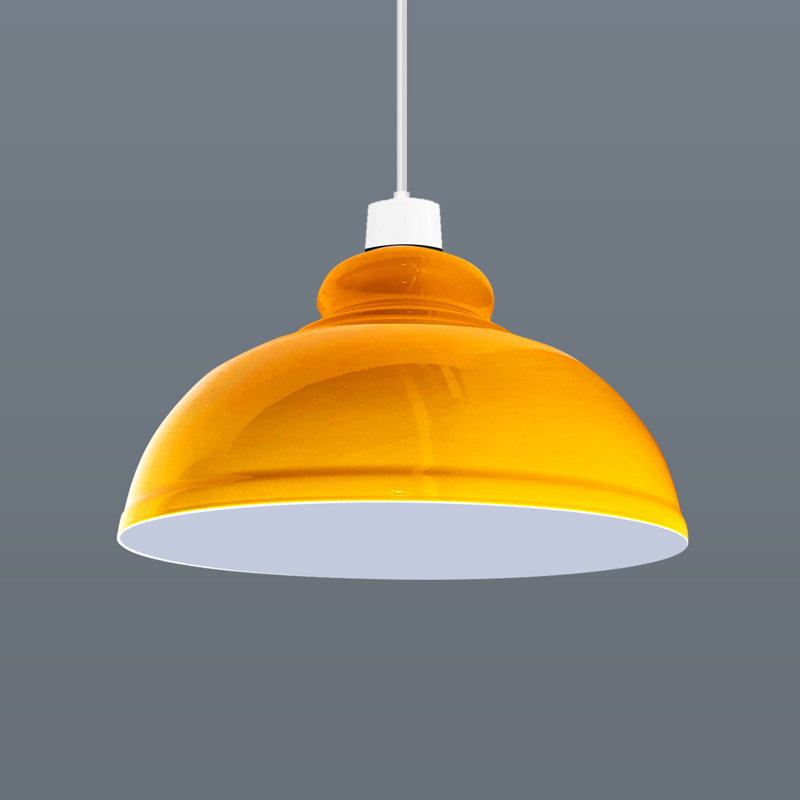 17cm H Metal Dome Lamp Shade, Yellow