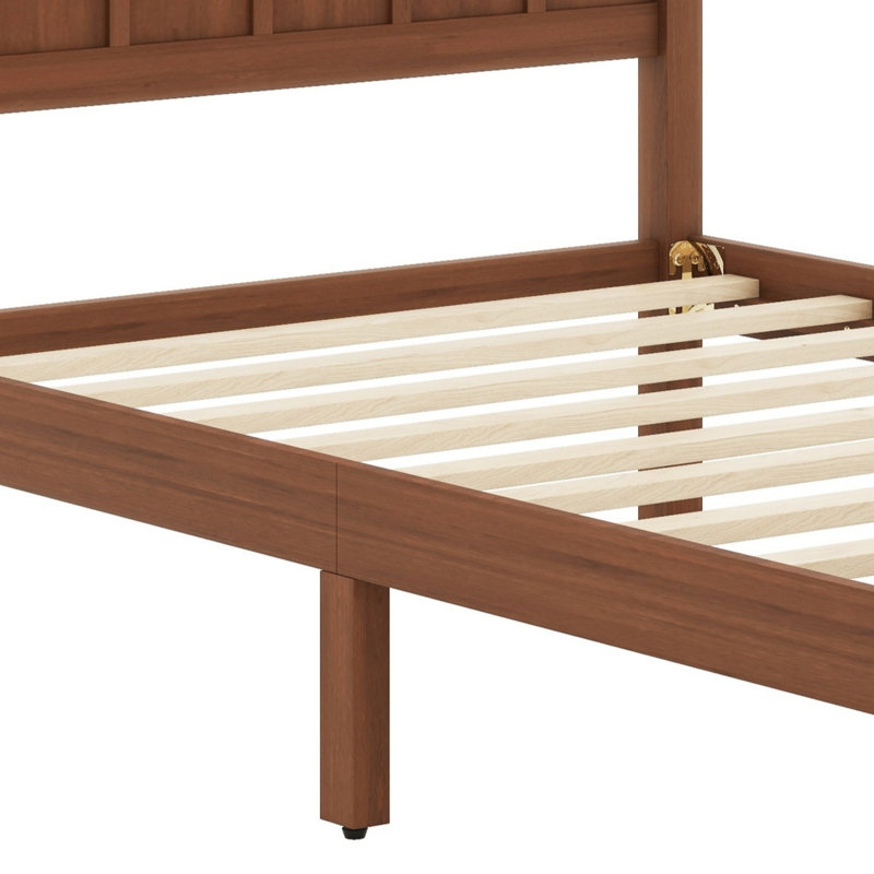 Lit plateforme, tête de lit et pied de lit style Shaker & Farmhouse, Lit simple, Noyer foncé
