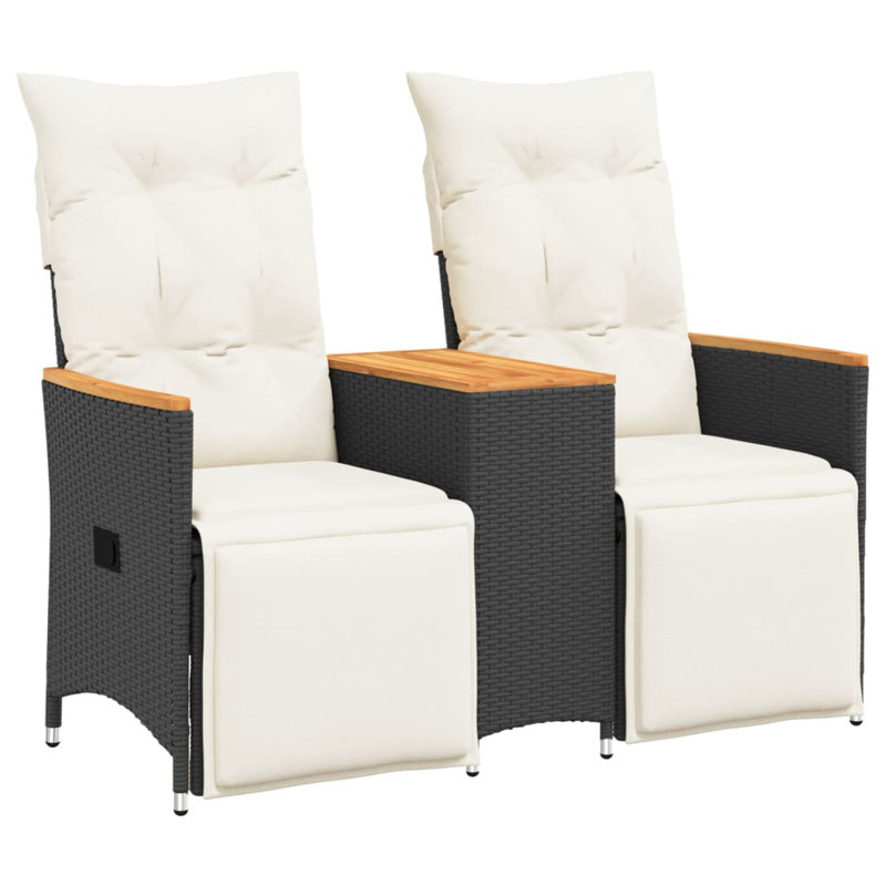  Reclining Garden Sofa Black, Cream White, Cream, Powder-Coated