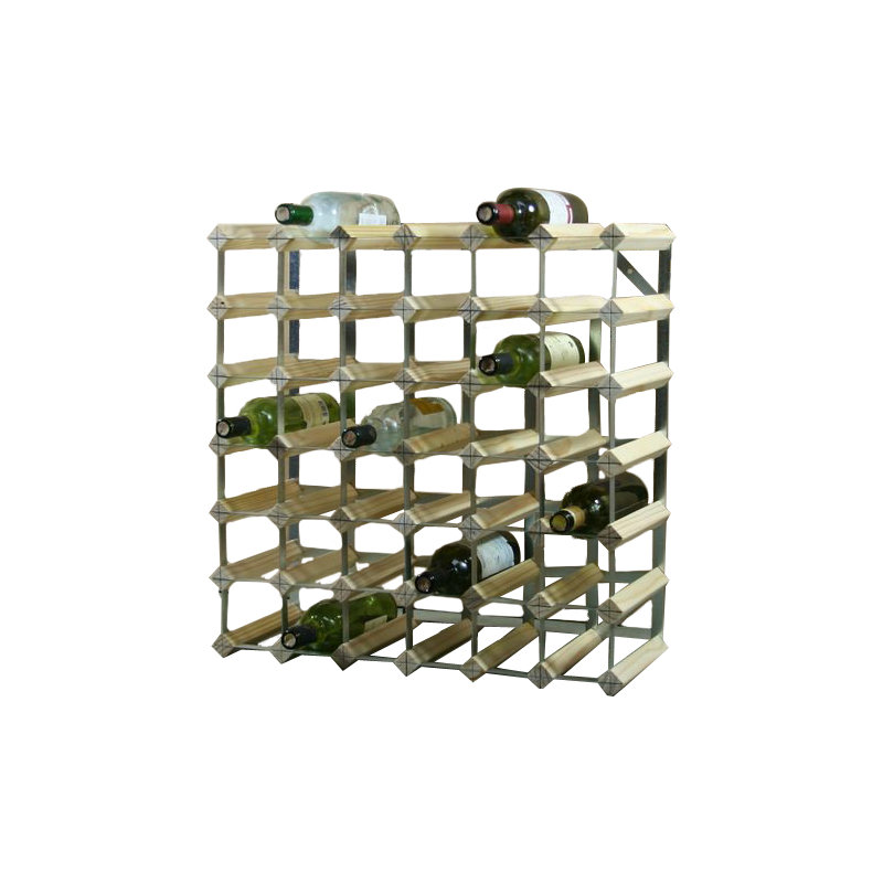 Liddle 42 Bottle Floor Wine Bottle Rack, Natural Pine / Galvanised Steel