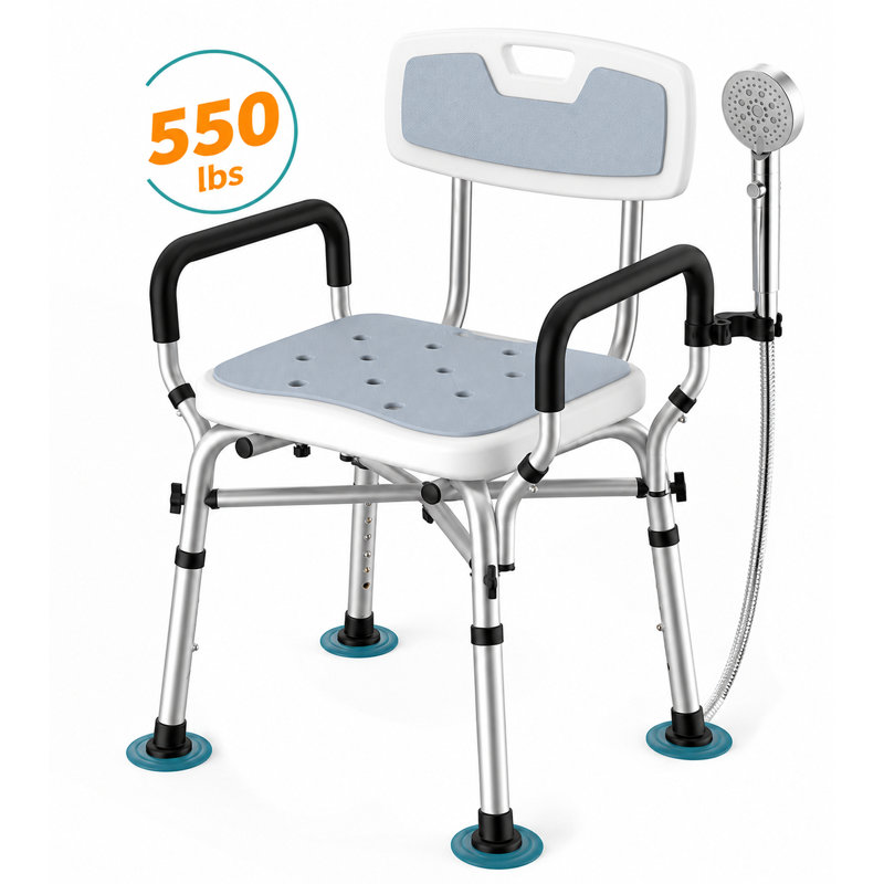 Shower Chair with Removable Arms and Back